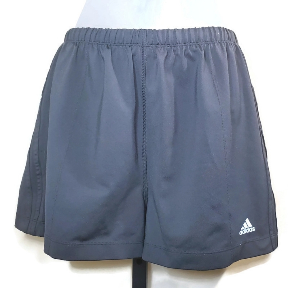 Adidas All Black Three Stripes Climalite Shorts S